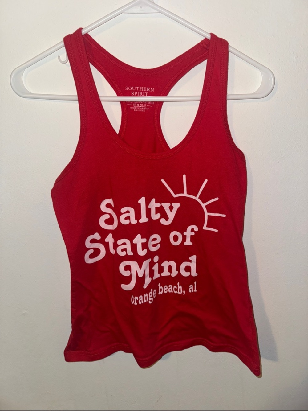 Southern Spirit Red Racerback Tank - 'Salty State of Mind' Graphic